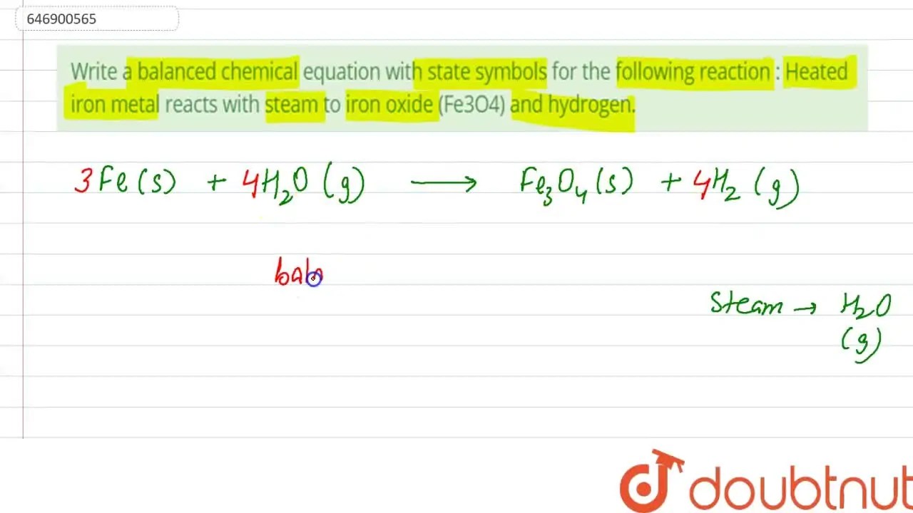 [Punjabi] Write a balanced chemical equation with state symbols for th