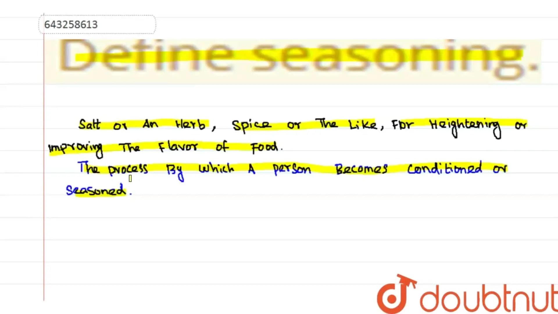 [Tamil Solution] Define seasoning.