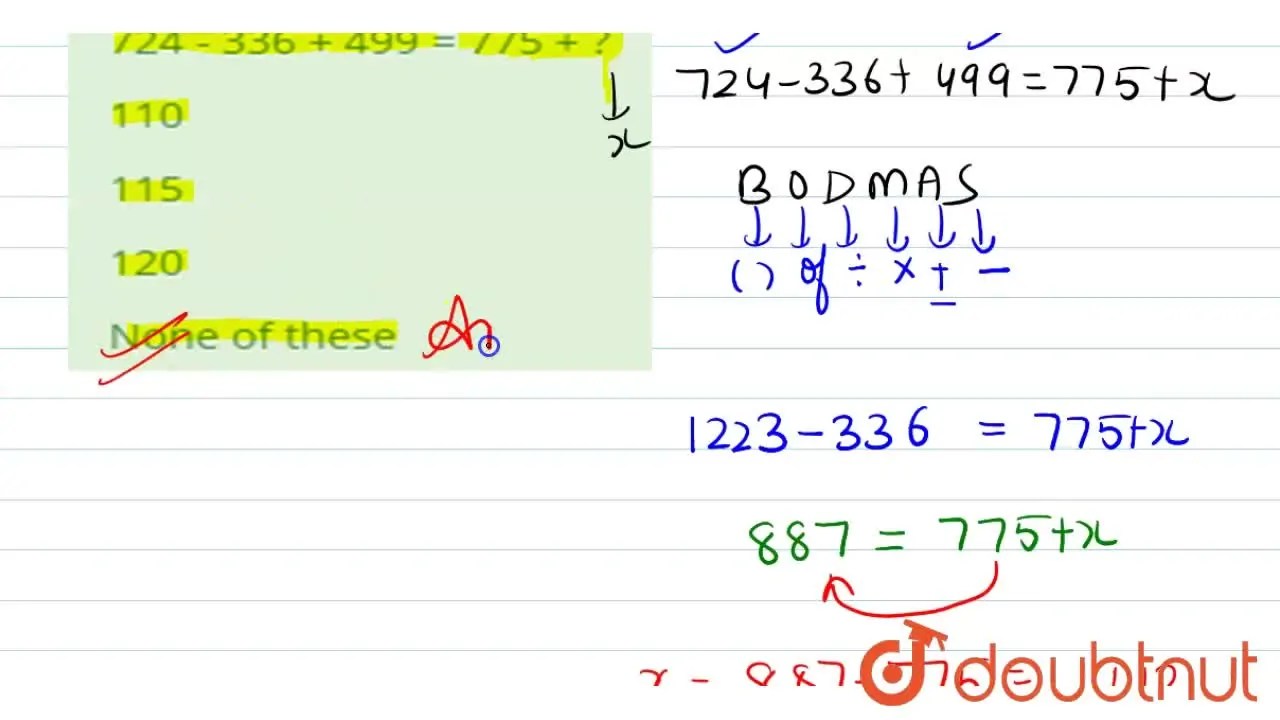 724 - 336 + 499 = 775