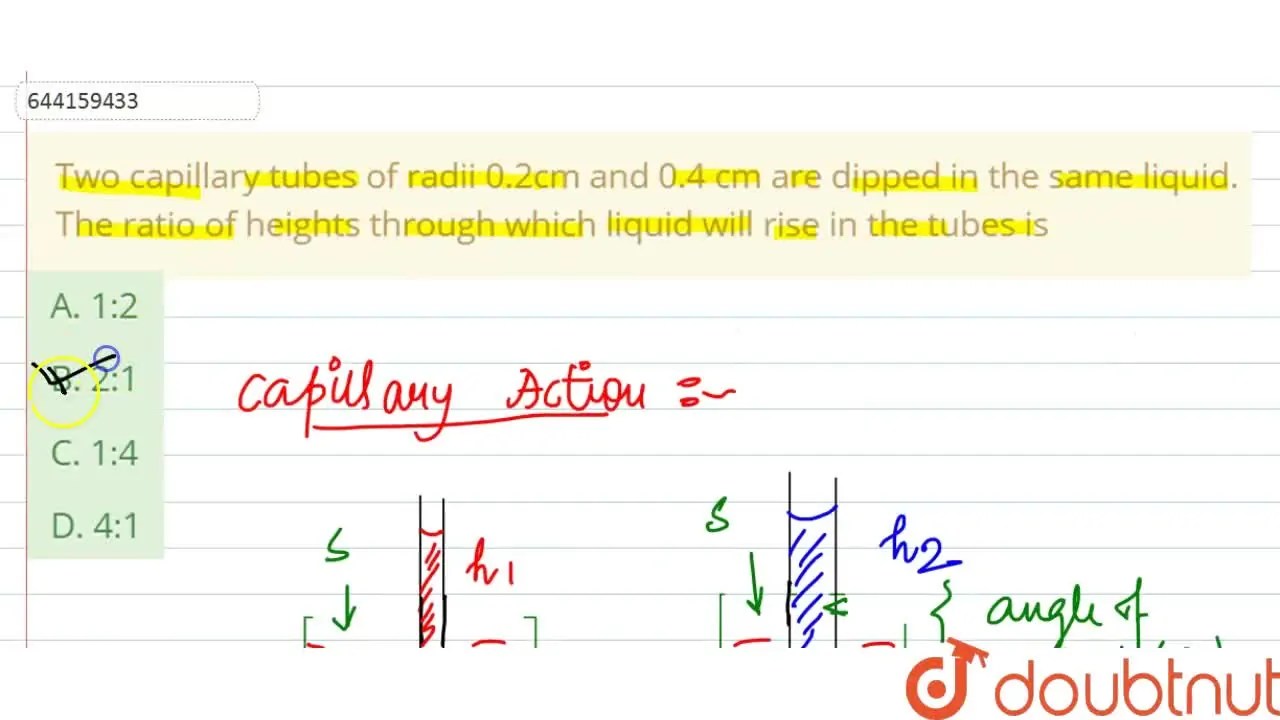 [Bengali] Two capillary tubes of radii 0.2cm and 0.4 cm are dipped in