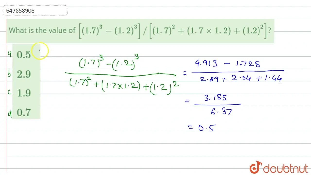 What is the value of [(1.7)^(3) (1. 2)^(3)]//[(1 . 7)^(2) + (1. 7 xx