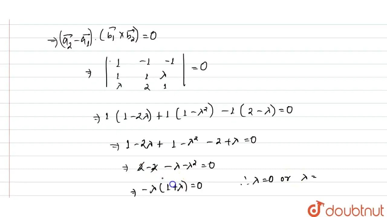 If the lines (x2)/(1)=(y3)/(1)=(z4)/(lamda) and (x1)/(lamda)=(y4)