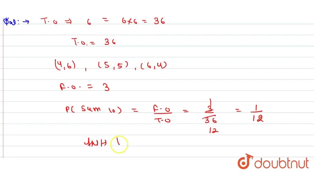 Two different dice are tossed together. Find the probability of ge