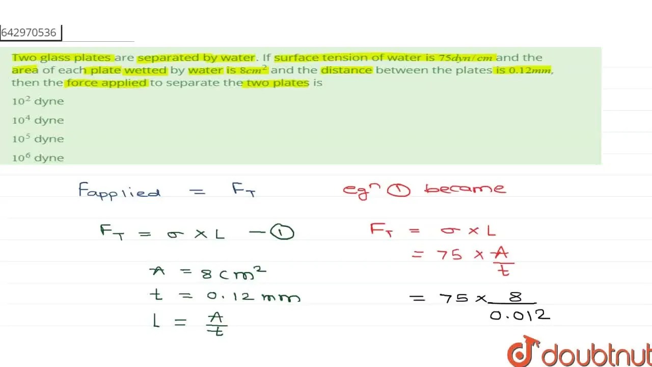 [Marathi] Two glass plates are separated by water. If surface tension