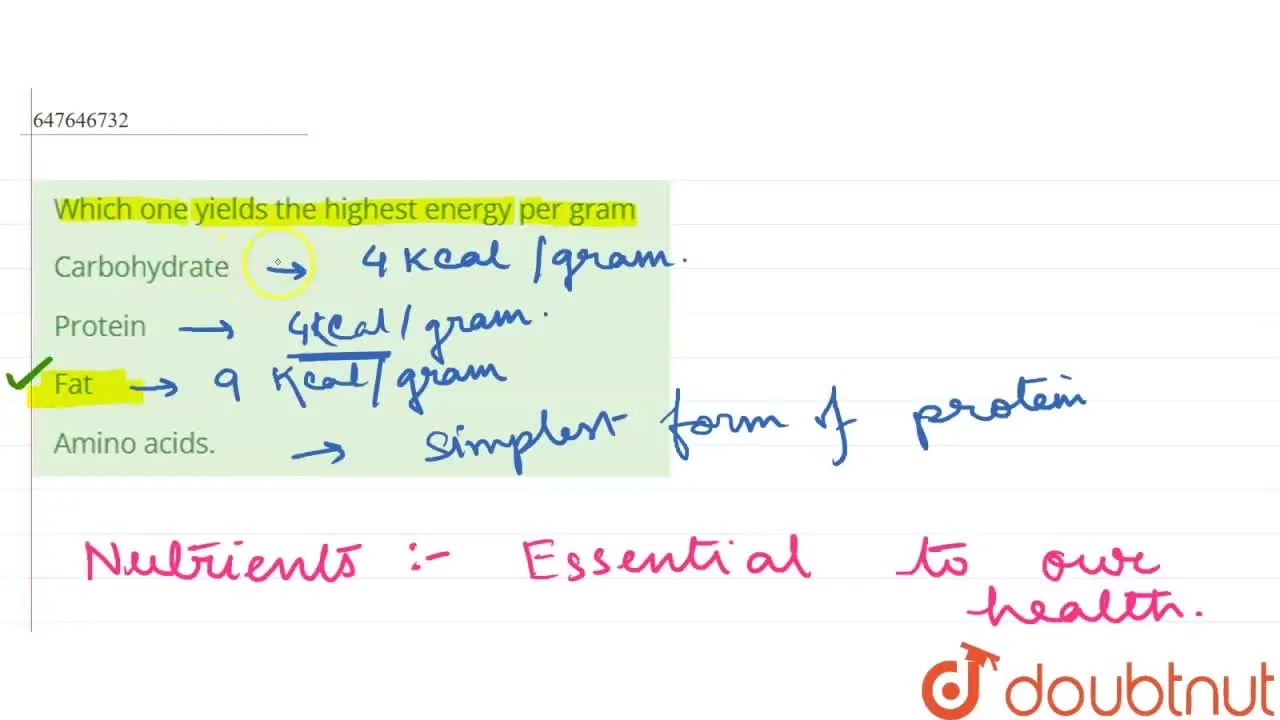 [Bengali Solution] Which one yields the highest energy per gram