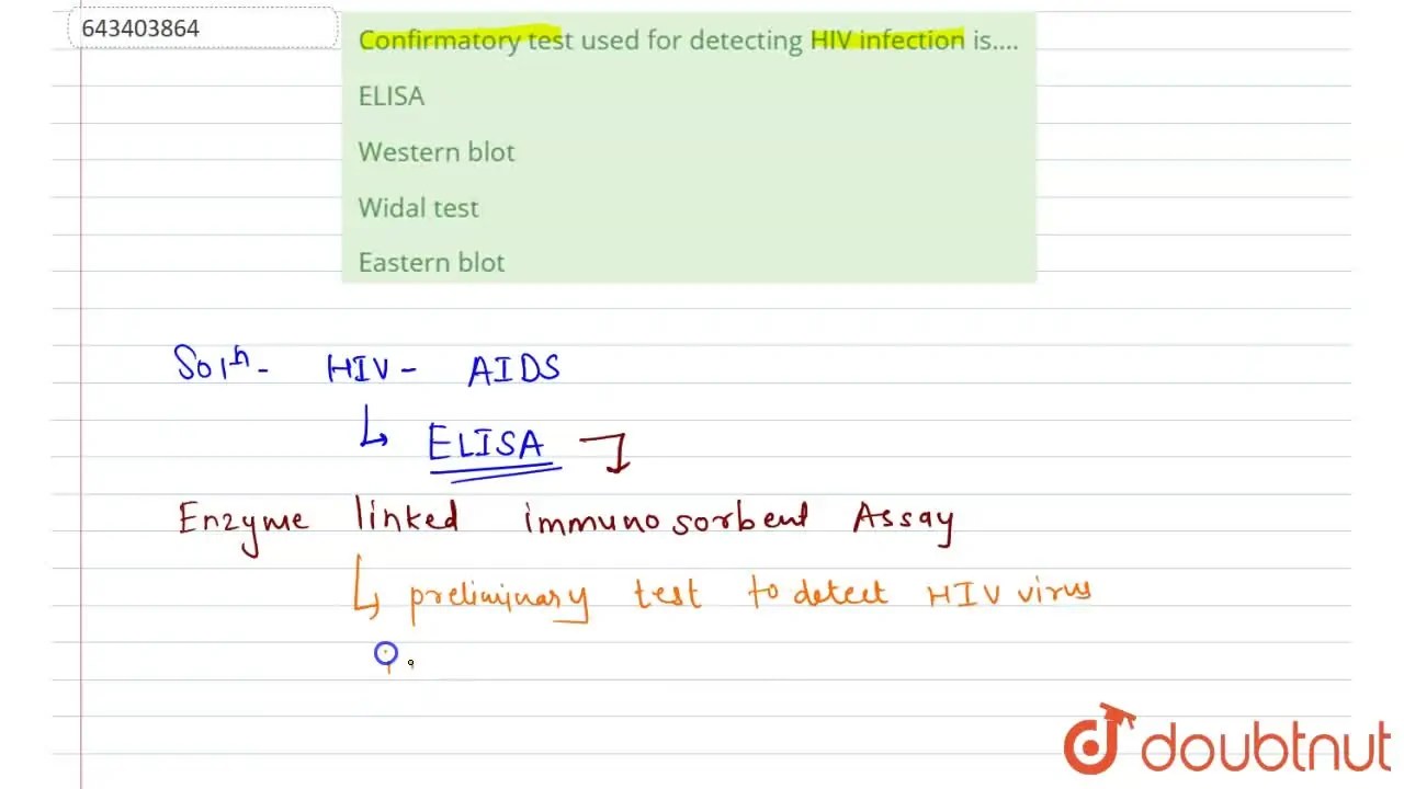 [Marathi Solution] Confirmatory test used for detecting HIV infection
