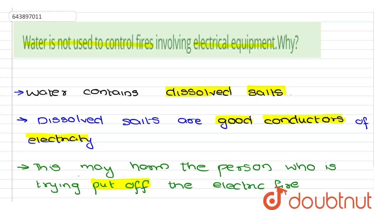 [Telugu] Water is not used to control fires involving electrical equip