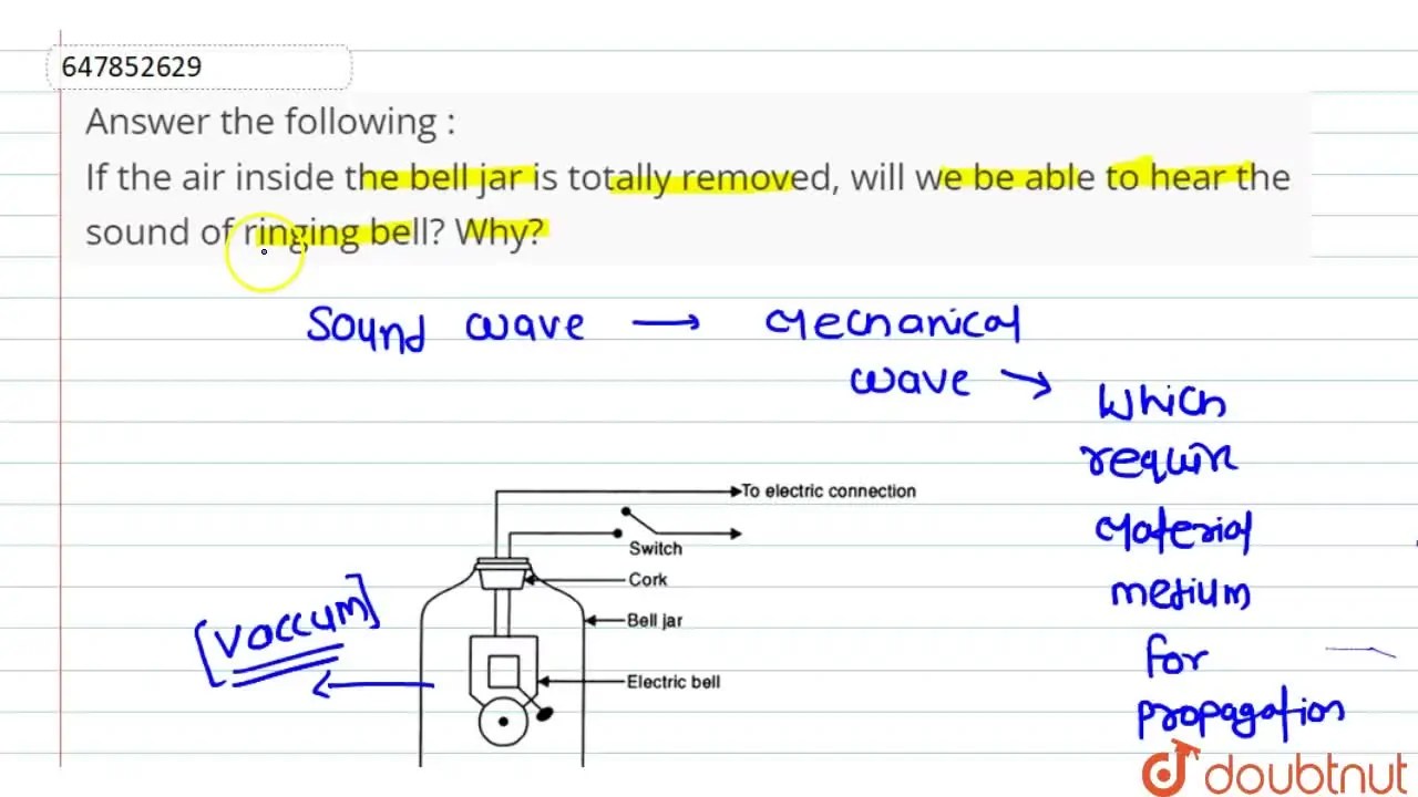 [Marathi] Answer the following If the air inside the bell jar is to