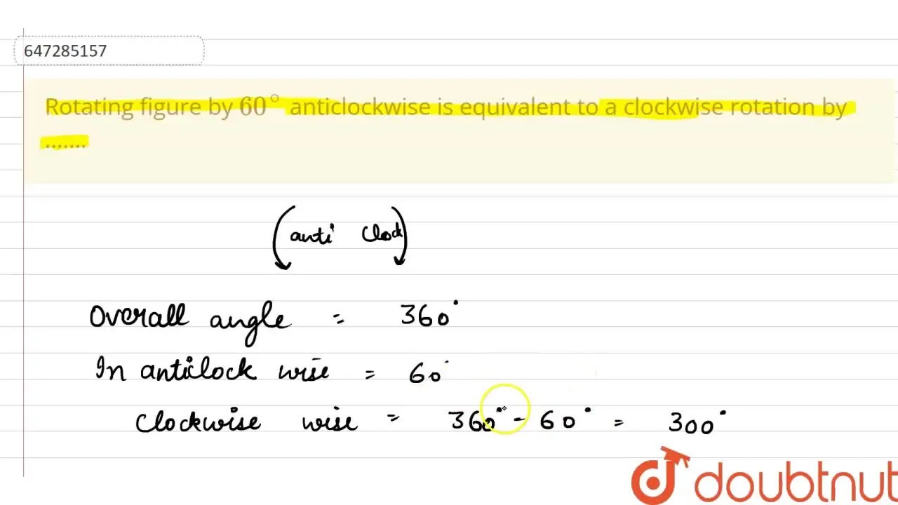 [Punjabi] Rotating figure by 60^() anticlockwise is equivalent to a c