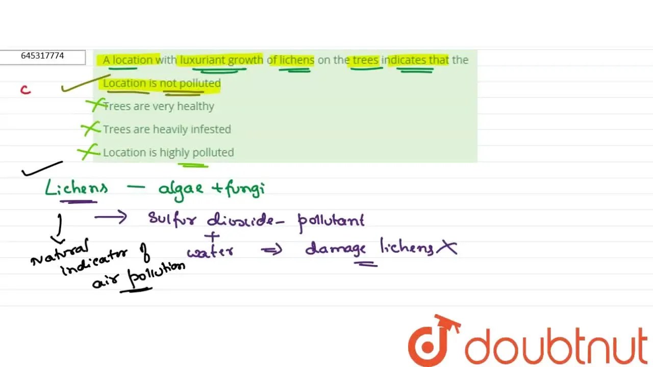 [Kannada Solution] A location with luxuriant growth of lichens on the