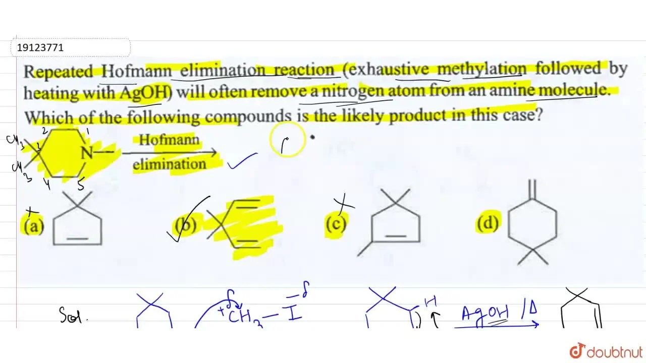 Repeated Hofmann elimination reaction (exhaustive methylation followed