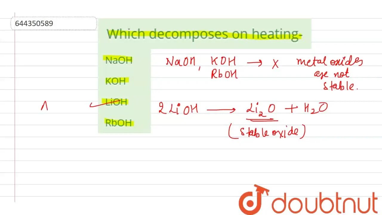 Which hydroxide on heating?