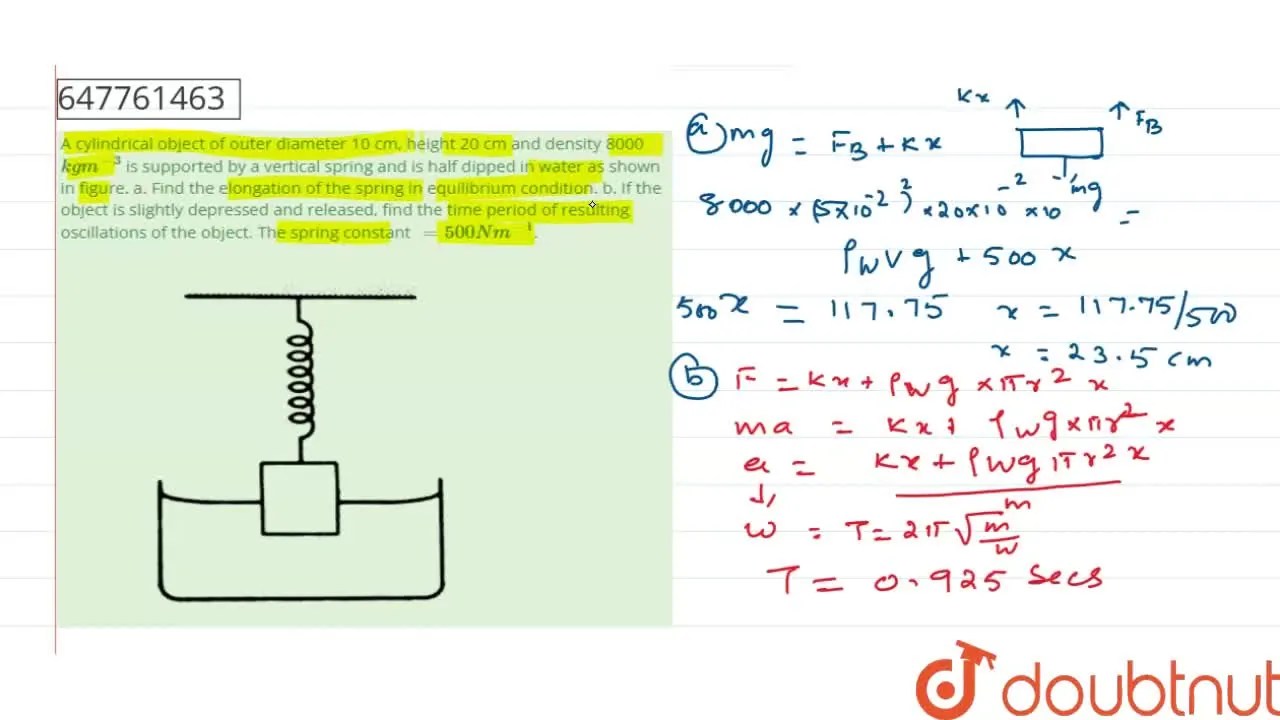 [Tamil] A cylindrical object of outer diameter 10 cm, height 20 cm and