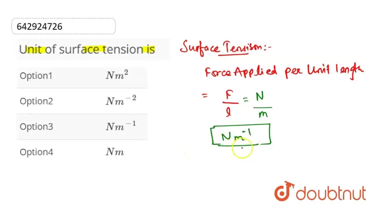 Unit of surface tension is
