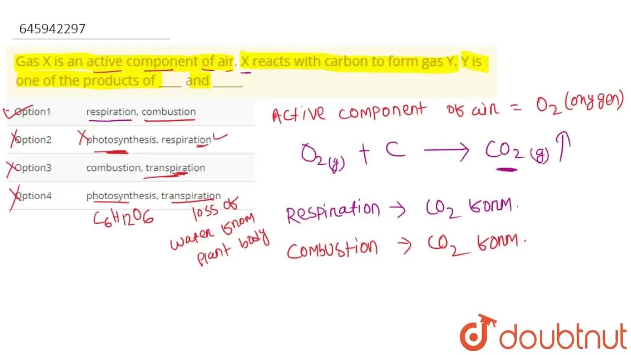 Gas X is an active component of air. X reacts with carbon to form gas