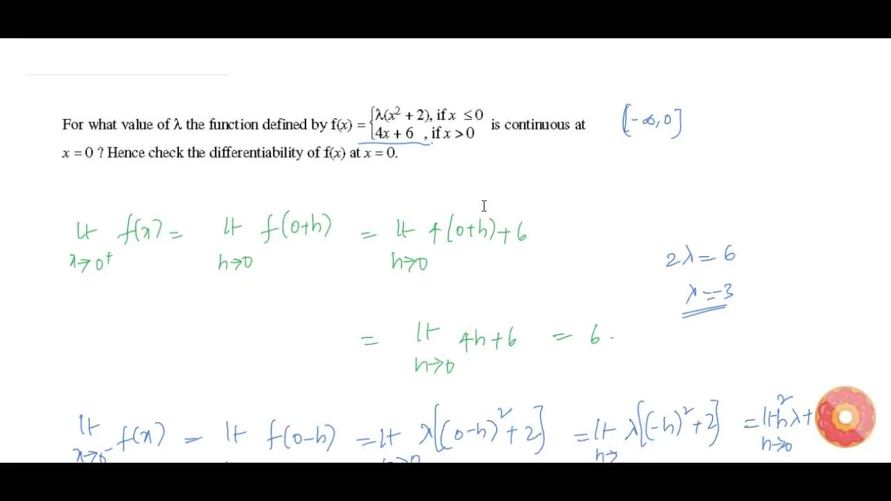 For what value of lambda the function defined by f(x)={lambda(x^2+2),i