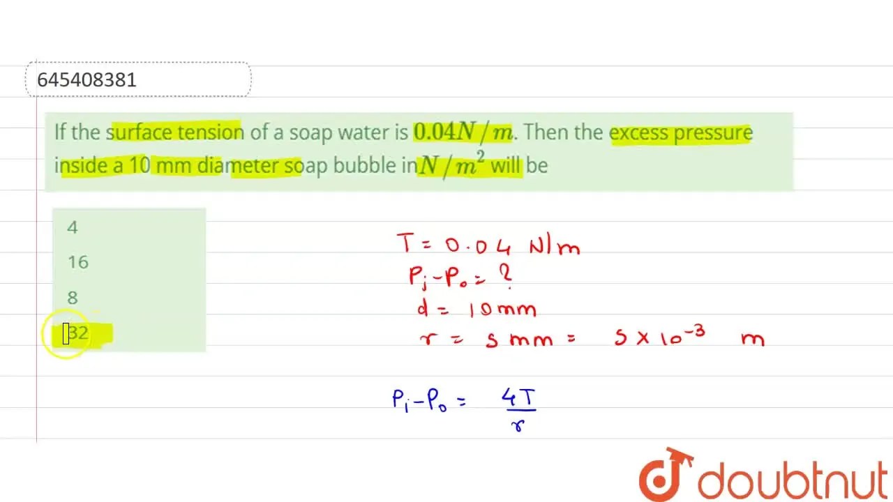 [Marathi] If the surface tension of a soap water is 0.04 N//m. Then th