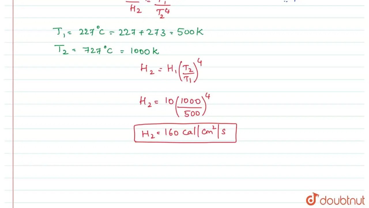 [Kannada] A black body at a hot temperature of 227^()C radiates heat