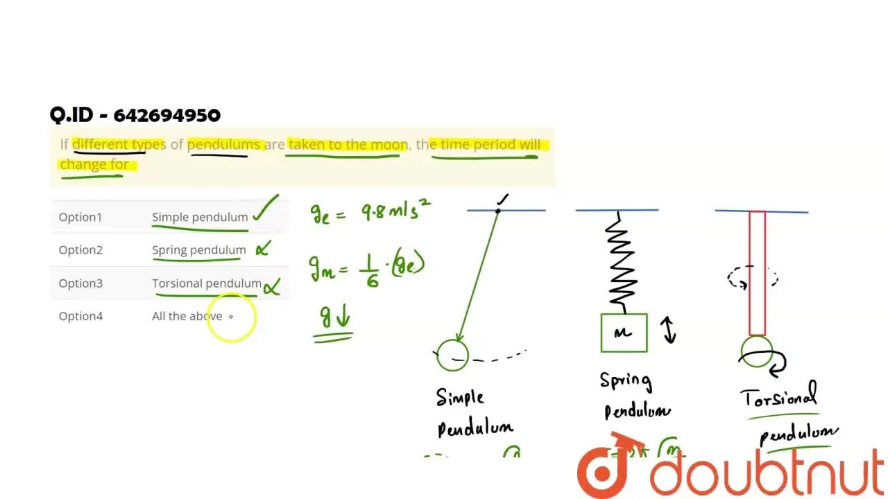 [Telugu] If different types of pendulums are taken to the moon, the ti
