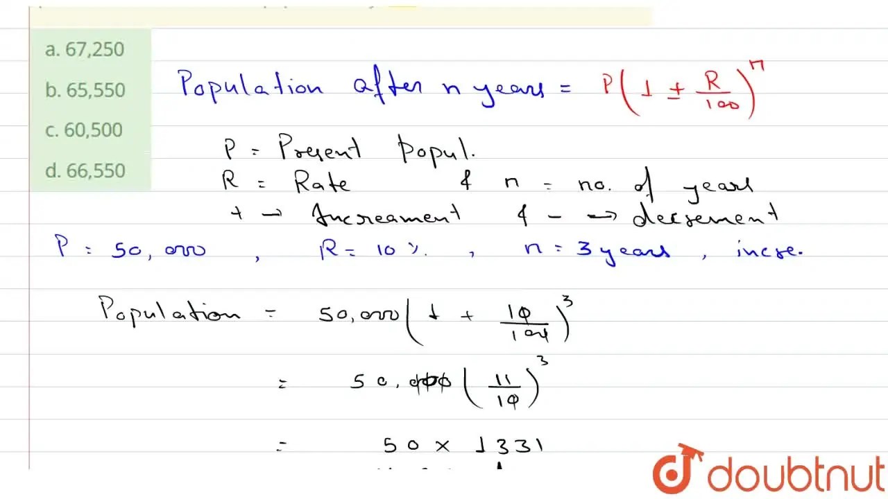 The population of a city is 50,000 at present. It increases at the rat