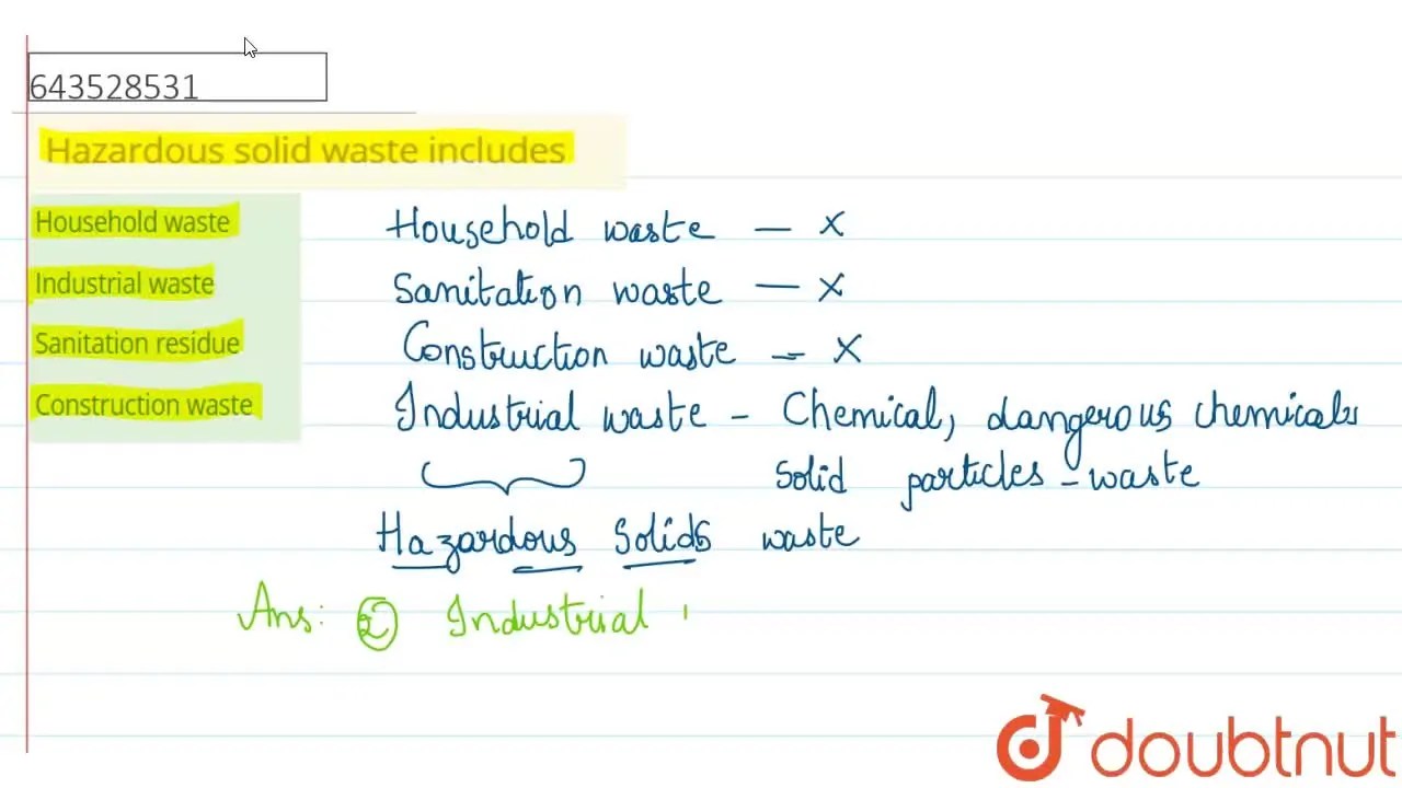 [Telugu Solution] Hazardous solid waste includes