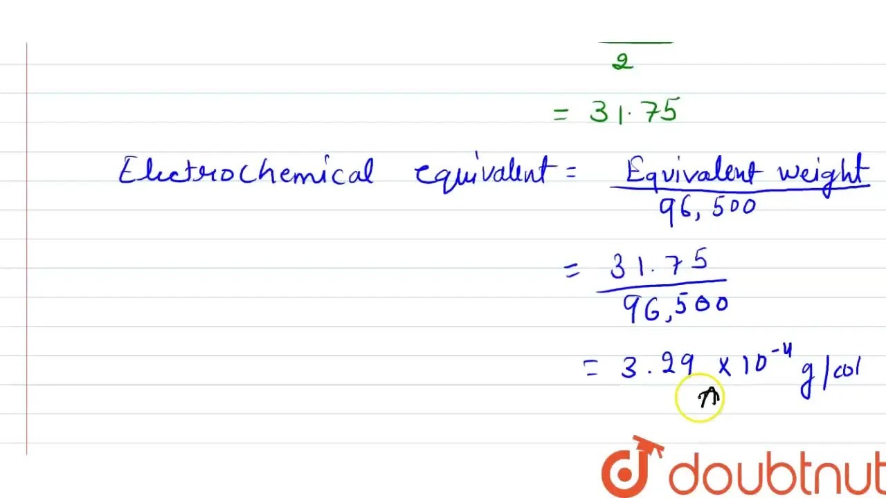 Calculate the equivalent weight and electrochemical equivalent of cop