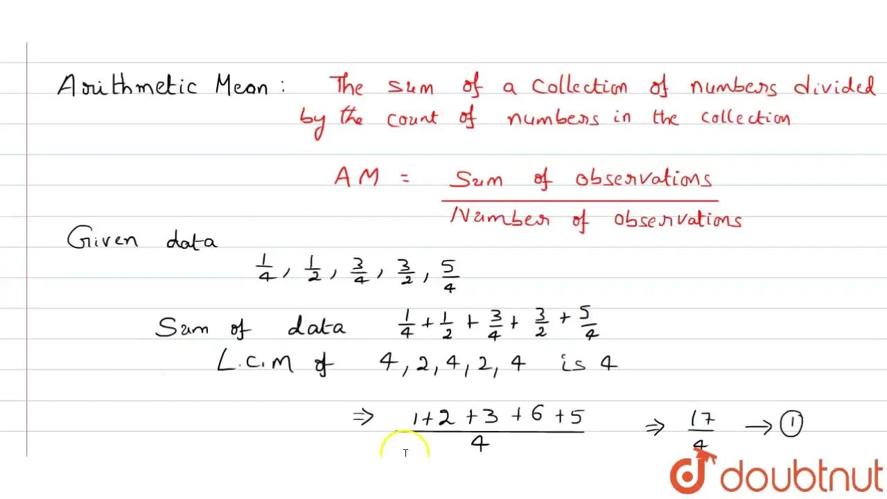 [Telugu] Find arithmetic mean of 1/4,1/2,3/4,3/2,5/4