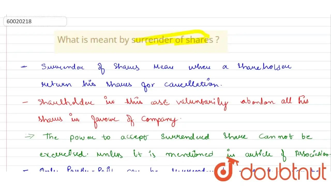 What is meant by surrender of shares