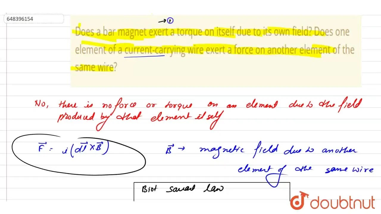 Does a bar exert a torque on itself due to its own field? Does