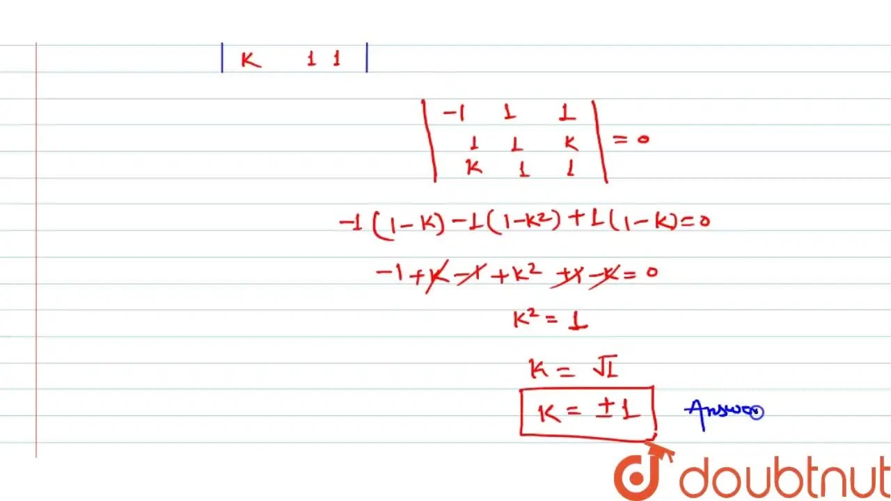 the lines (x2)/1 = (y3)/1 = (z4)/k and (x1)/k = (y4)/1 = (z5)/1