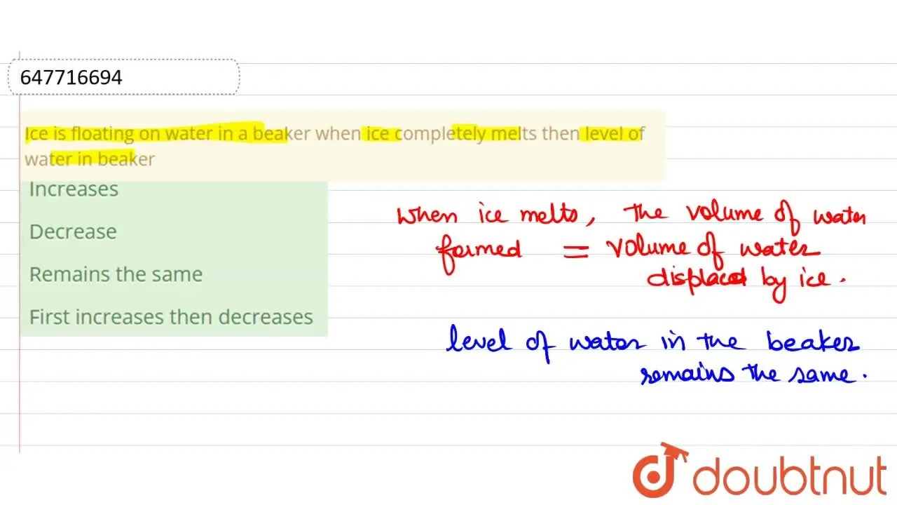 [Punjabi] Ice is floating on water in a beaker when ice completely mel
