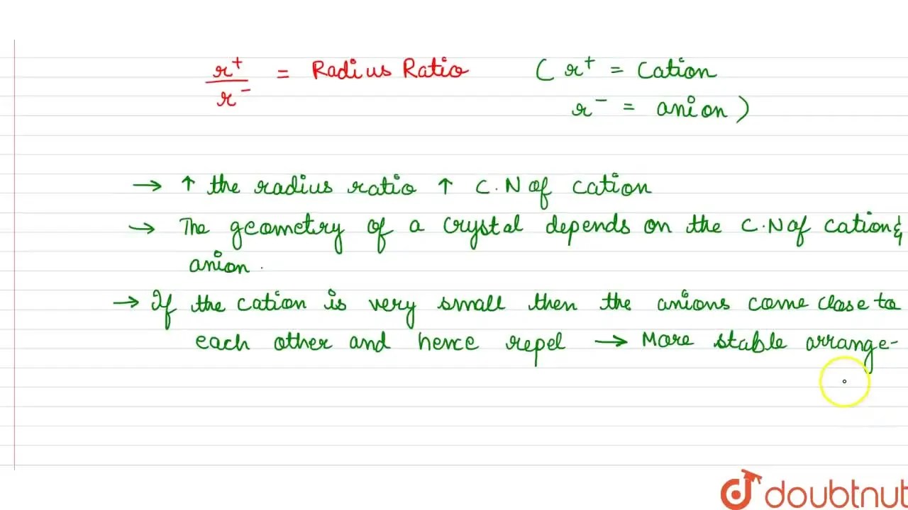 Explain radius ratio rule for ionic compounds.