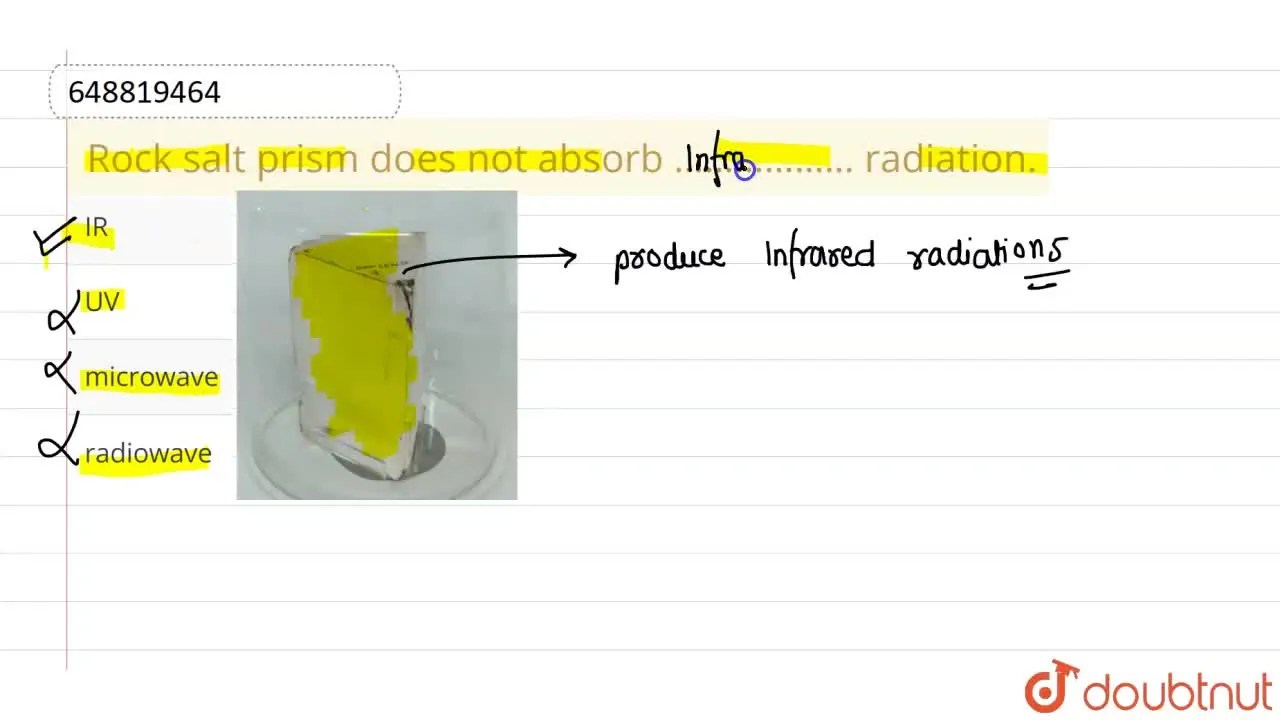 Rock salt prism does not absorb ……………… radiation.