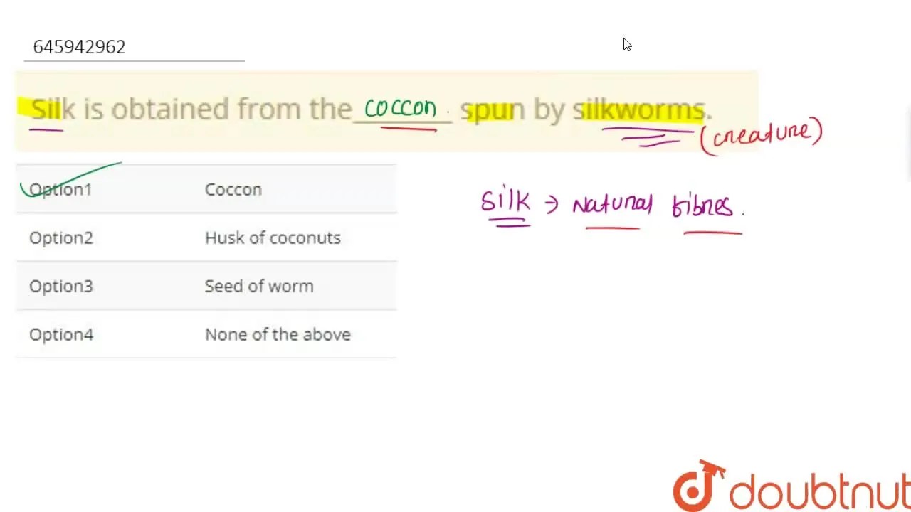 Silk is obtained from the spun by silkworms.