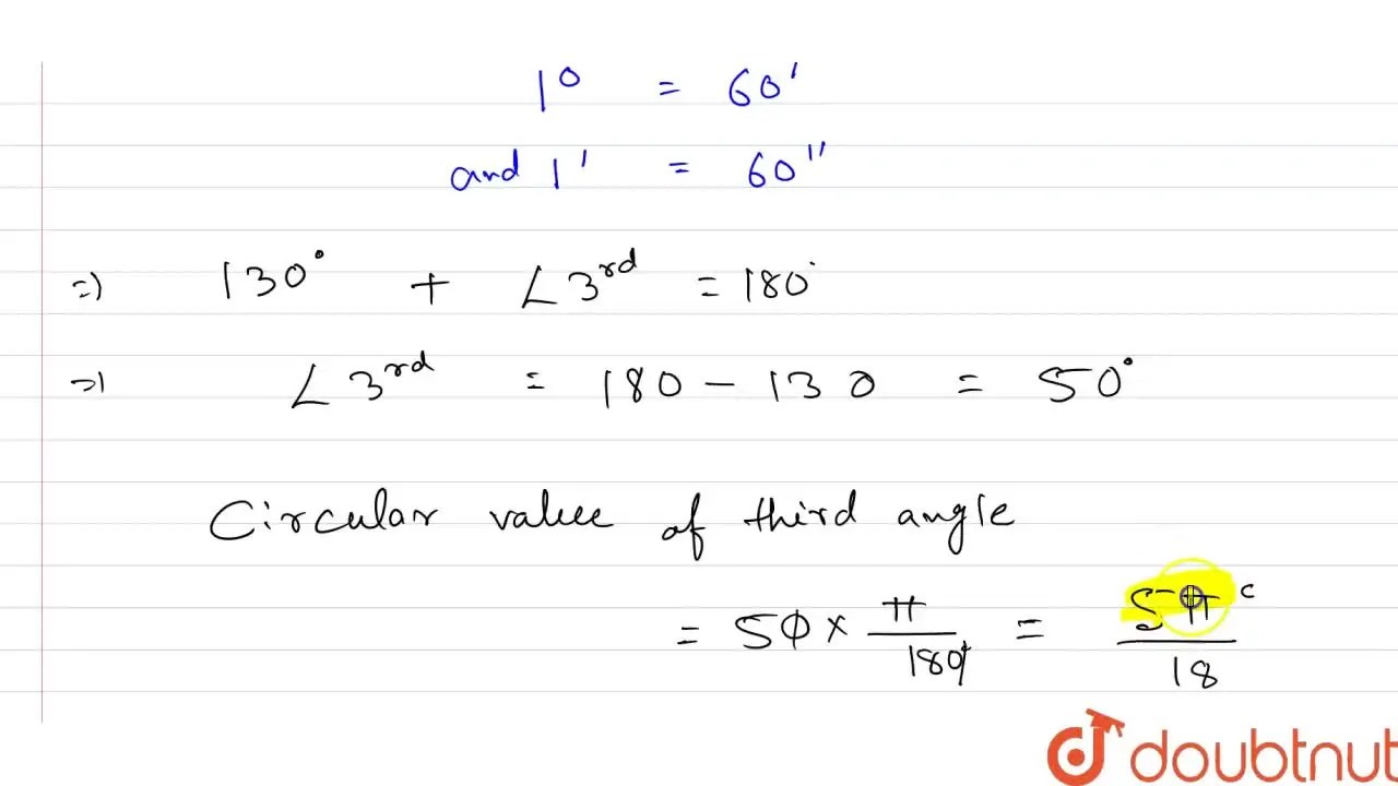 [Bengali] If the mesures of two angles of a triangle are 65^() 56' 55