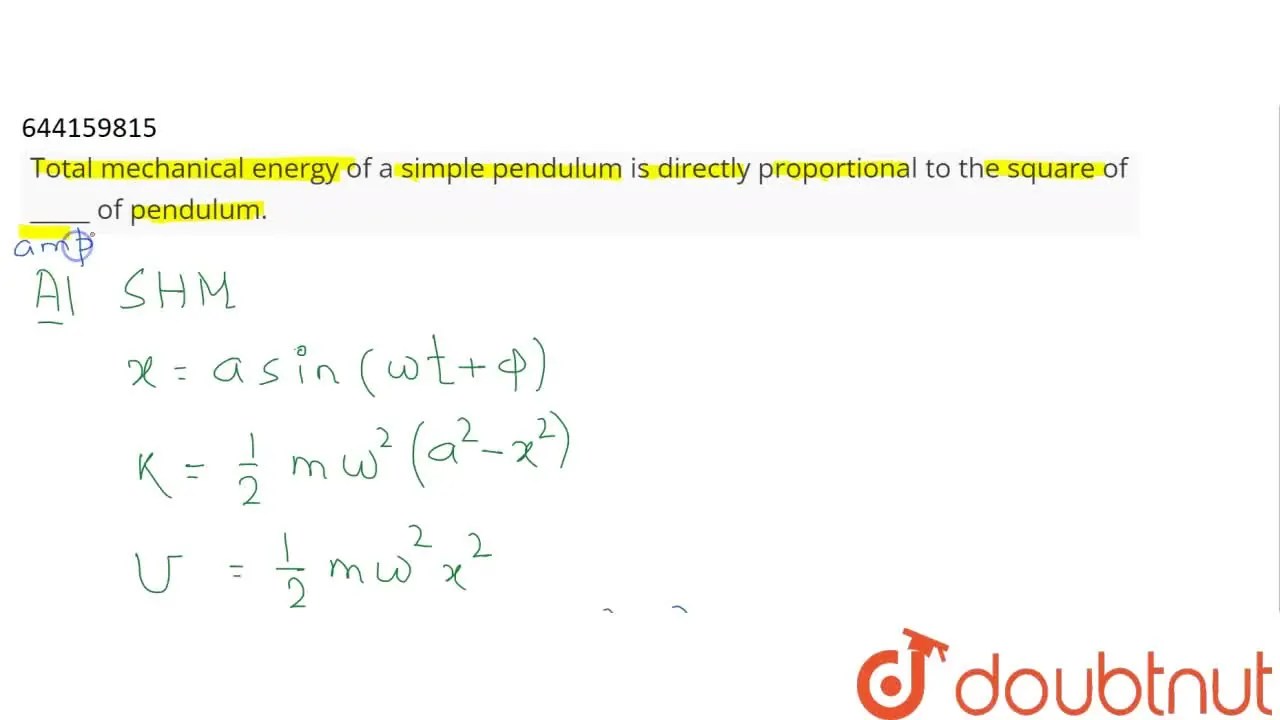 [Bengali] Total mechanical energy of a simple pendulum is directly pro