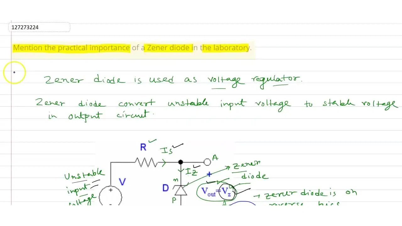 [Bengali] Mention the practical importance of a Zener diode in the lab