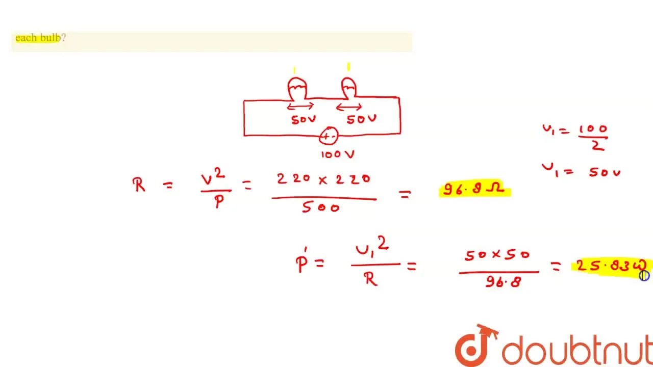 Two electric bulbs, each designed to operate with a power of 500W in 2