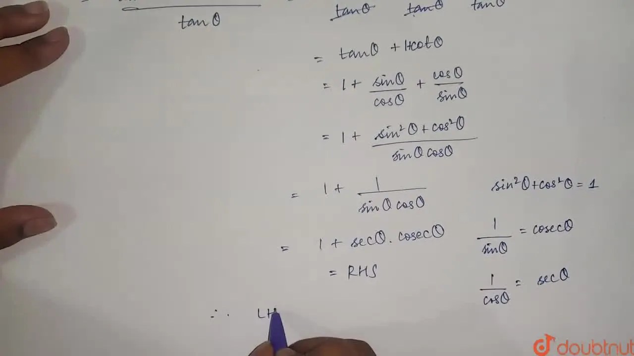 [Kannada] Prove that (tan theta)/(1cot theta)+(cot theta)/(1tan the