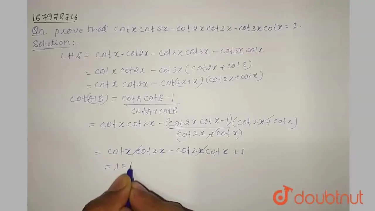 [Kannada] cot x cot 2xcot 2x cot3xcot3x cotx=1