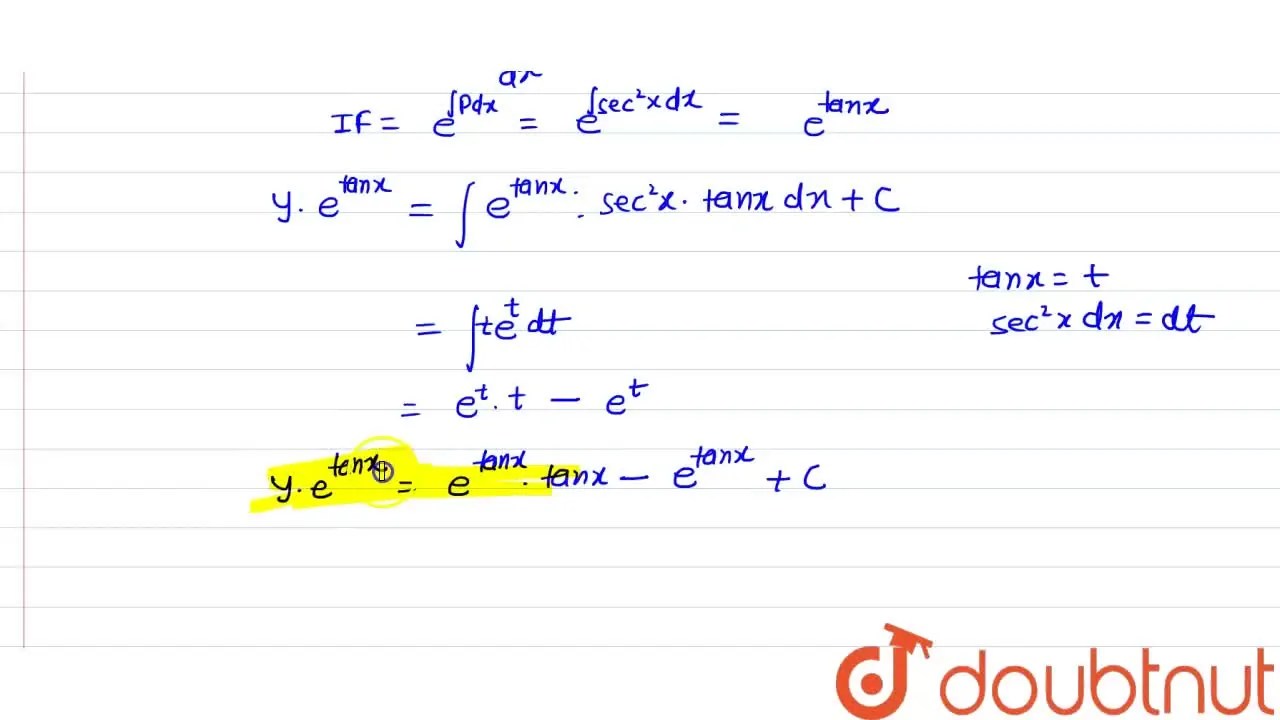 हल कीजिए cos^2 x (dy)/(dx) + y = tan x