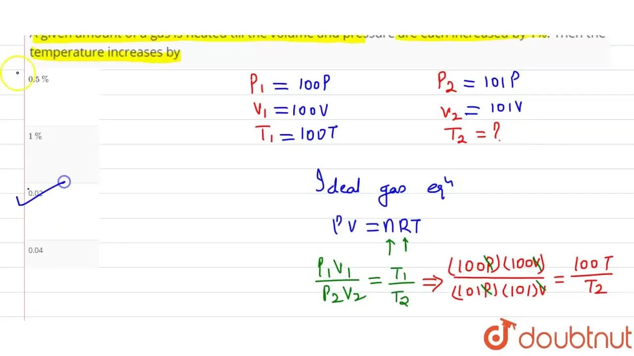 A given amount of a gas is heated till the volume and pressure are eac
