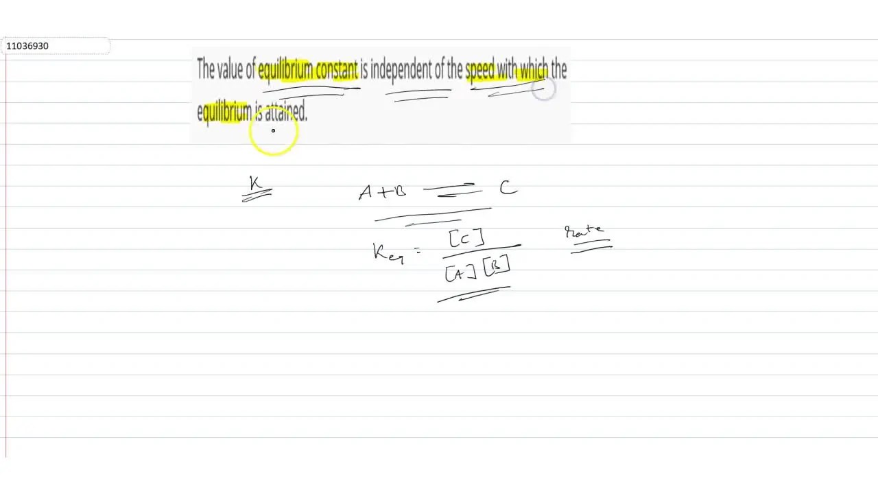 The value of equilibrium constant is independent of the speed with whi