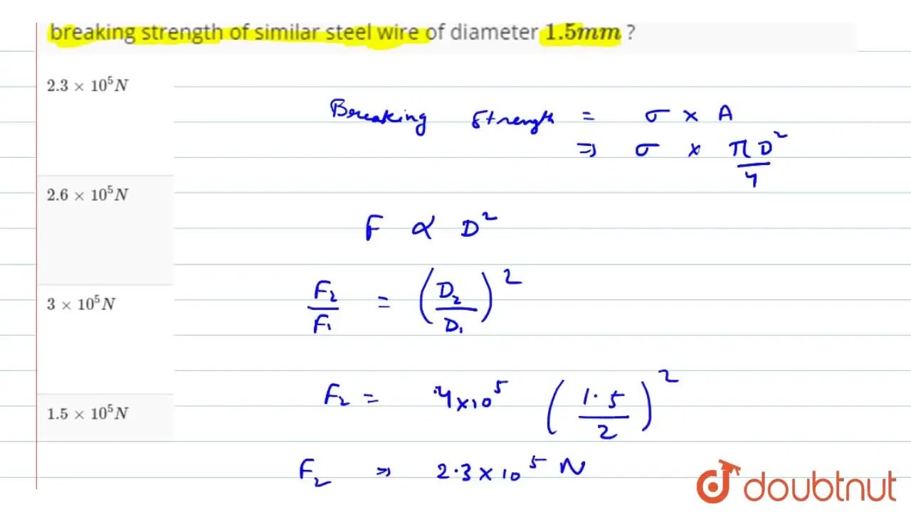 A steel wire of diameter 2 mm has a breaking strength of 4xx10^(5)N. W