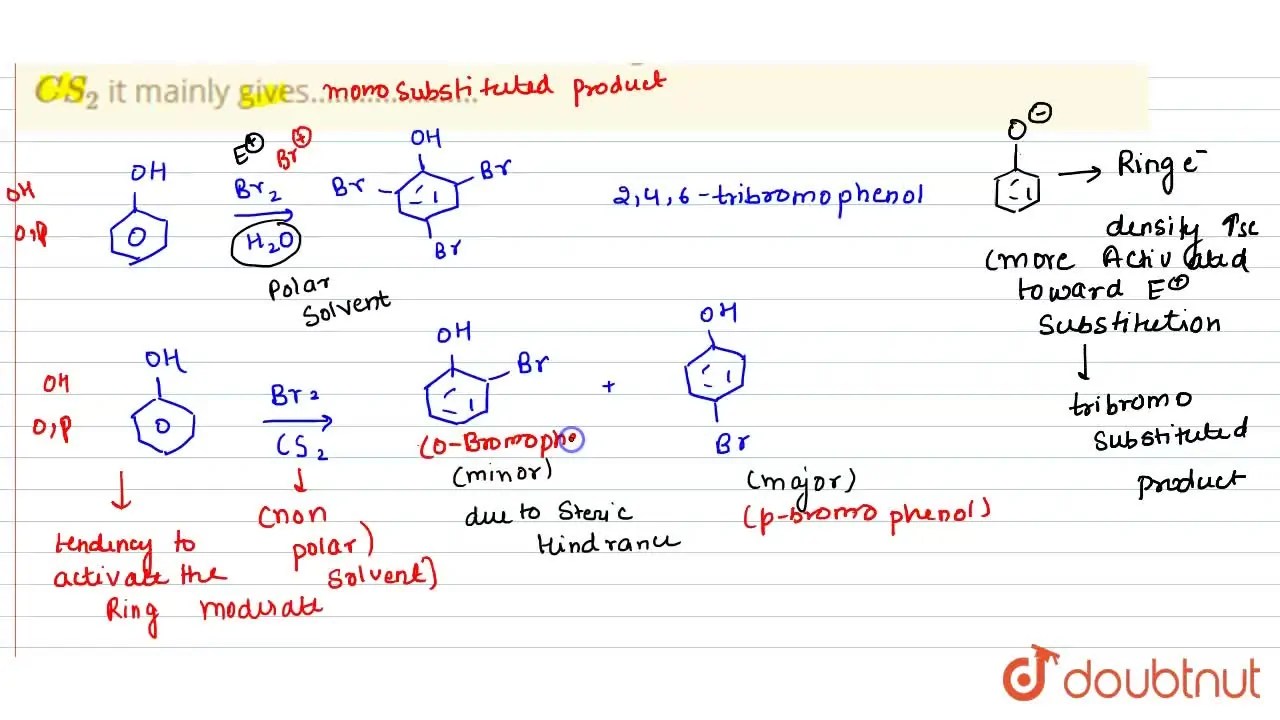 Phenol on treatment with bromine water gives………………but with bromine in