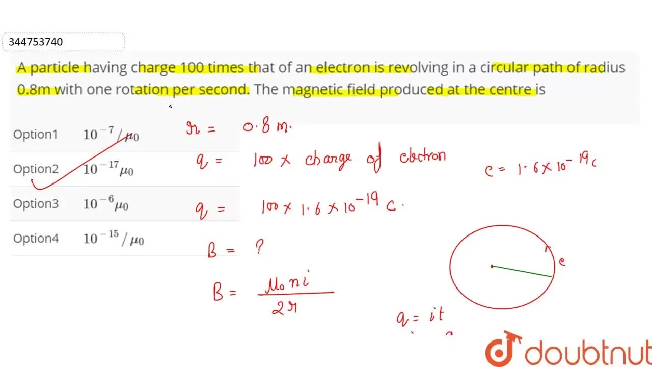 A particle having charge 100 times that of an electron is revolving in