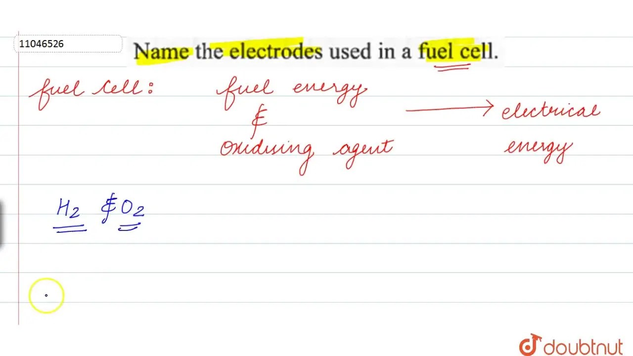 Name the electrodes used in a fuel cell.