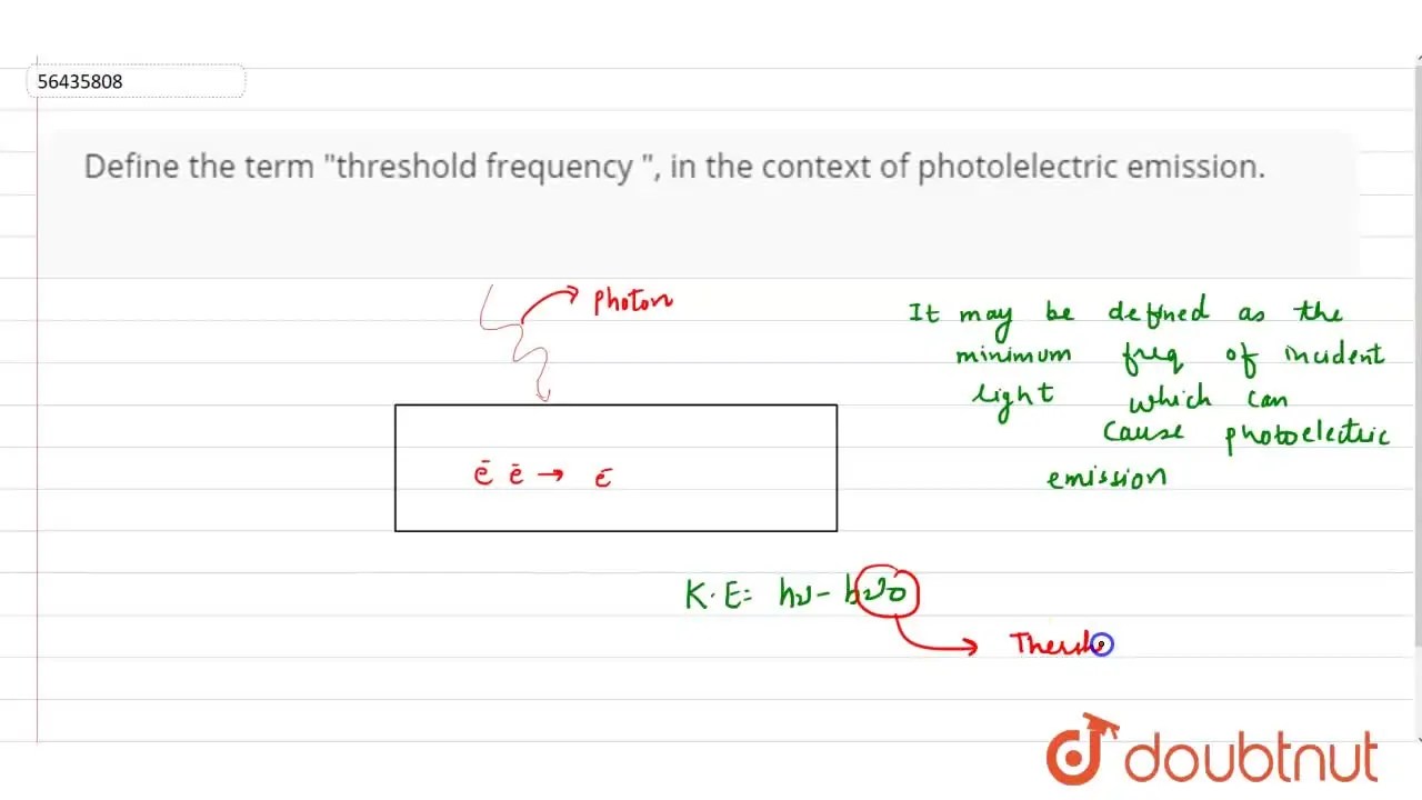 Define the term "threshold frequency ", in the context of photolelectr