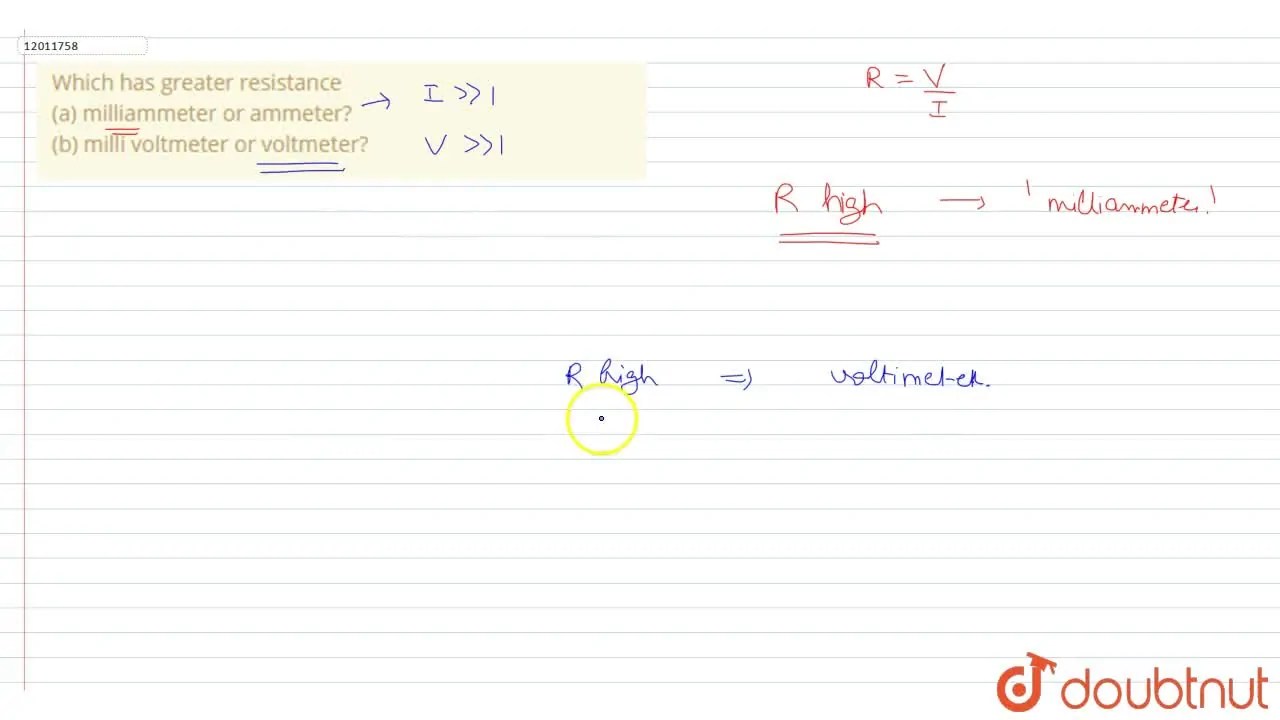 Which has greater resistance (a) milliammeter or ammeter? (b) mill