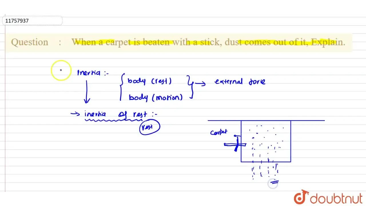 When a carpet is beaten with a stick, dust comes out of it, Explain.